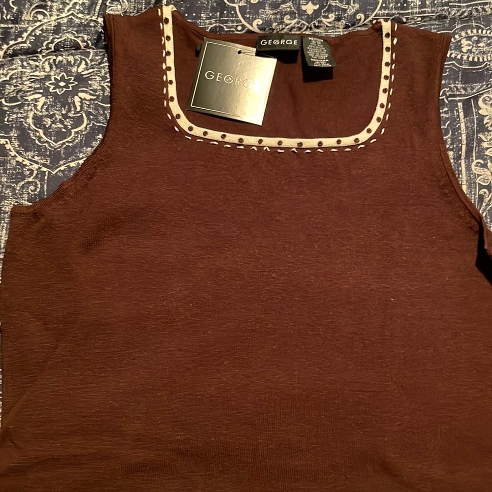 George, Knit Sleeveless Top, Brown and Cream, size M, NWT, never worn.